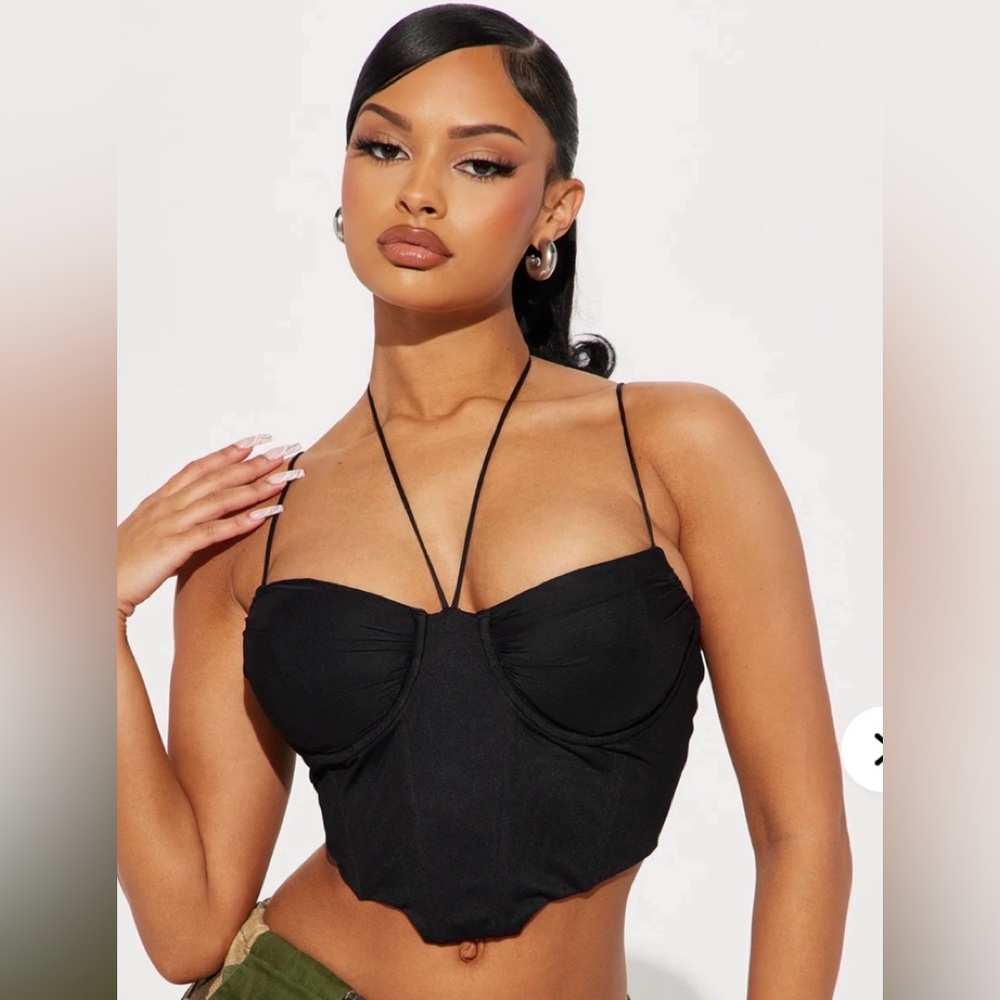 Fashion Nova Black halter corset size 1xl (Cart J-107)